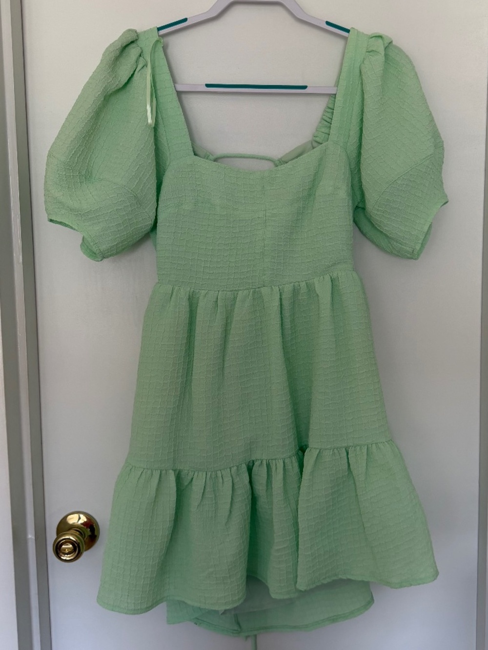Mint green tie back dress